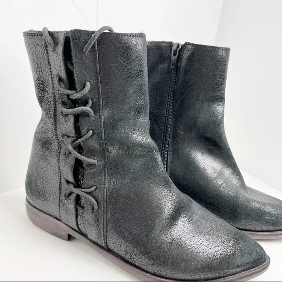 Free People side tie black boots